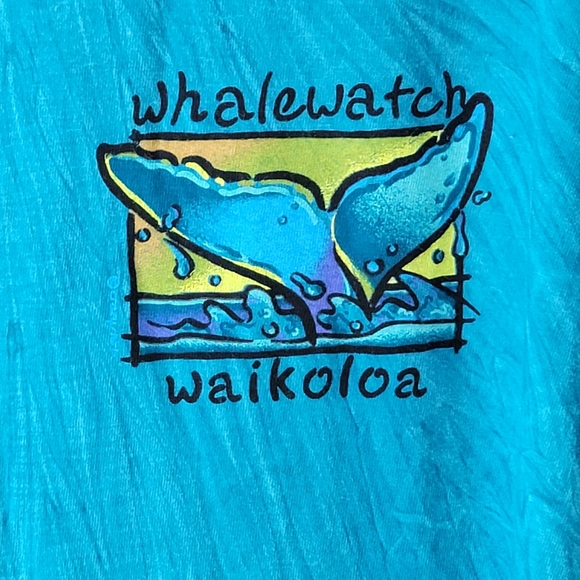Whalewatch Waikoloa Hawaii Ocean Blue Tie Dye Summer Vintage Tee Men's Size XL - Picture 3 of 13